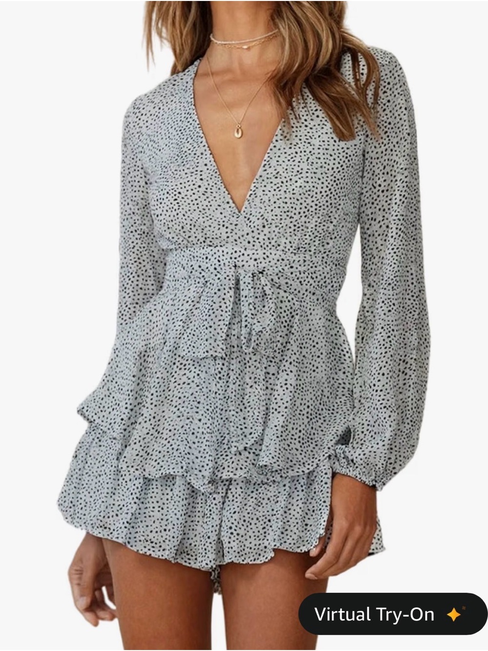 NWOT Polka Dot Wrap Romper Mini Dress
